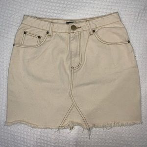 CREAM DENIM SKIRT